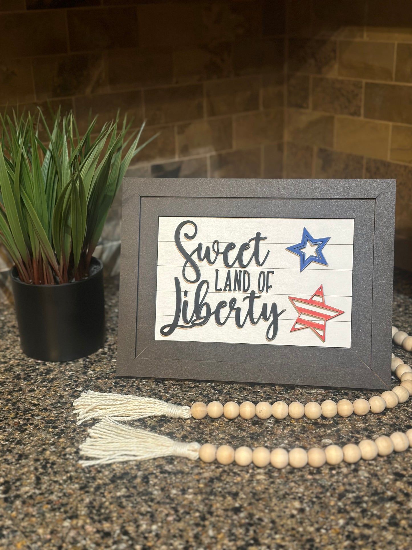 "Sweet Land Of Liberty" Farmhouse Insert