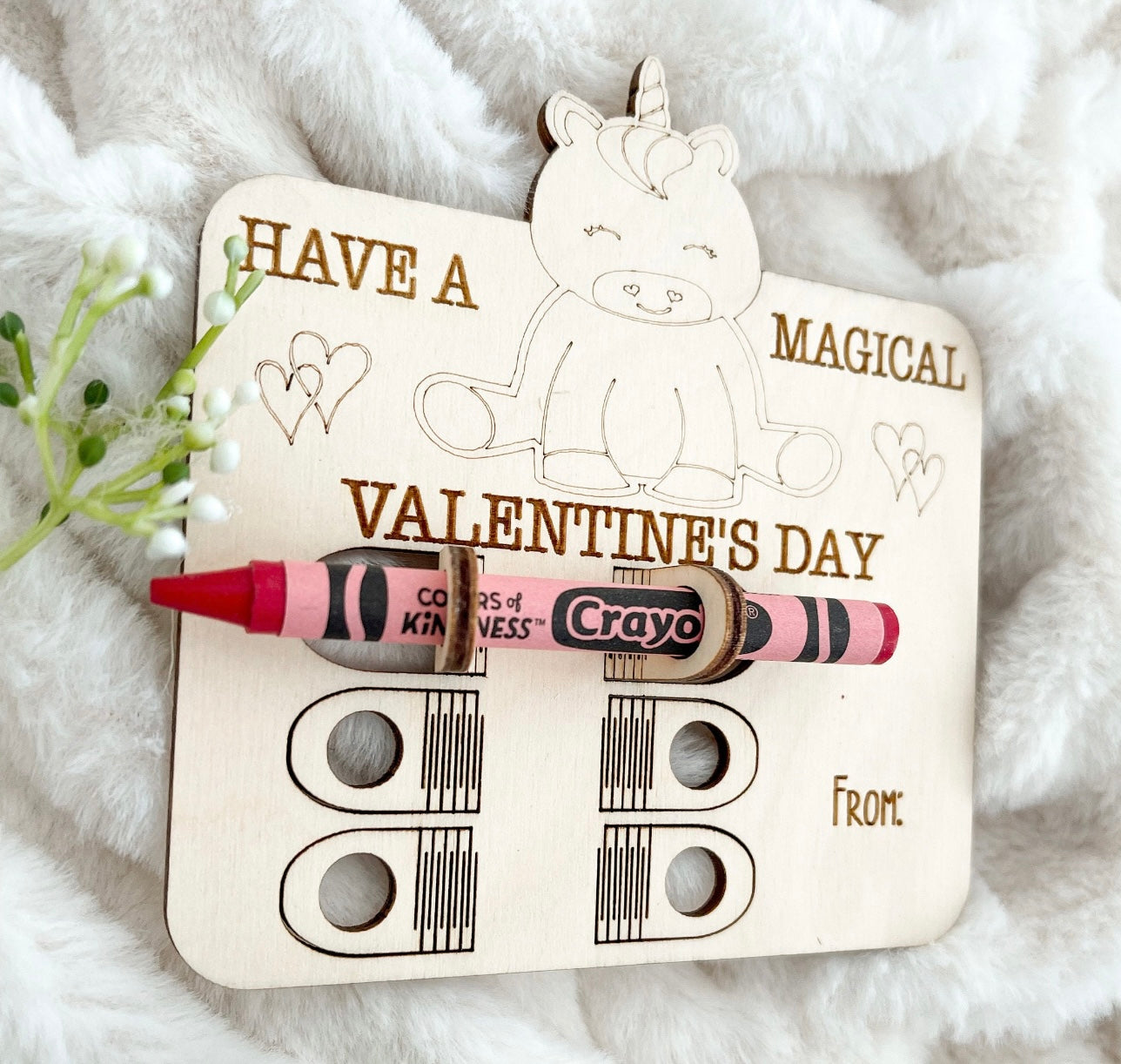 Cute Mermaid, Unicorn and Butterfly Valentine Card with crayon holder