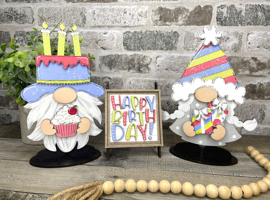Interchangeable Gnome Insert Set " Happy Birthday"