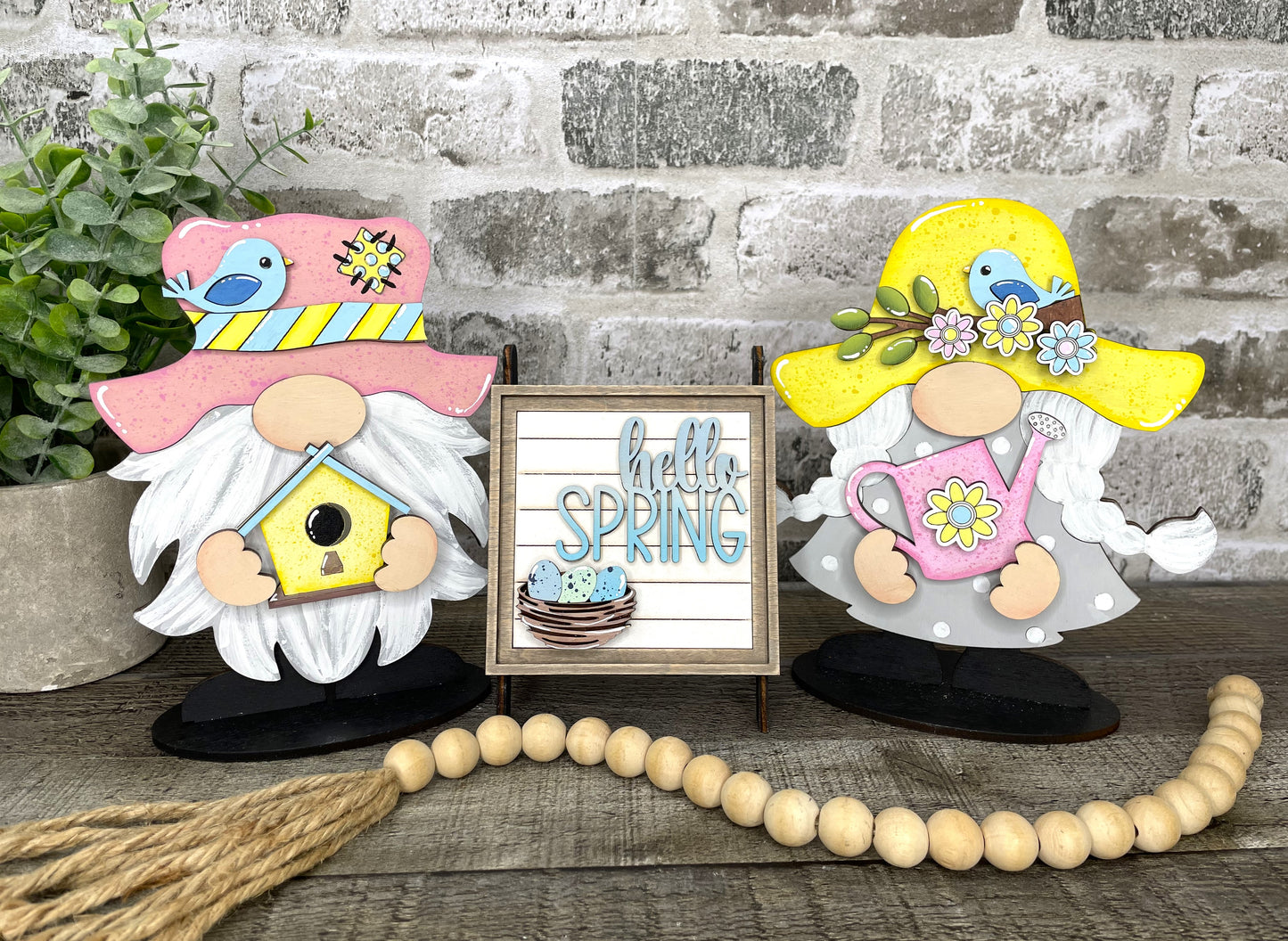 Interchangeable Gnome Insert Set "Hello spring"