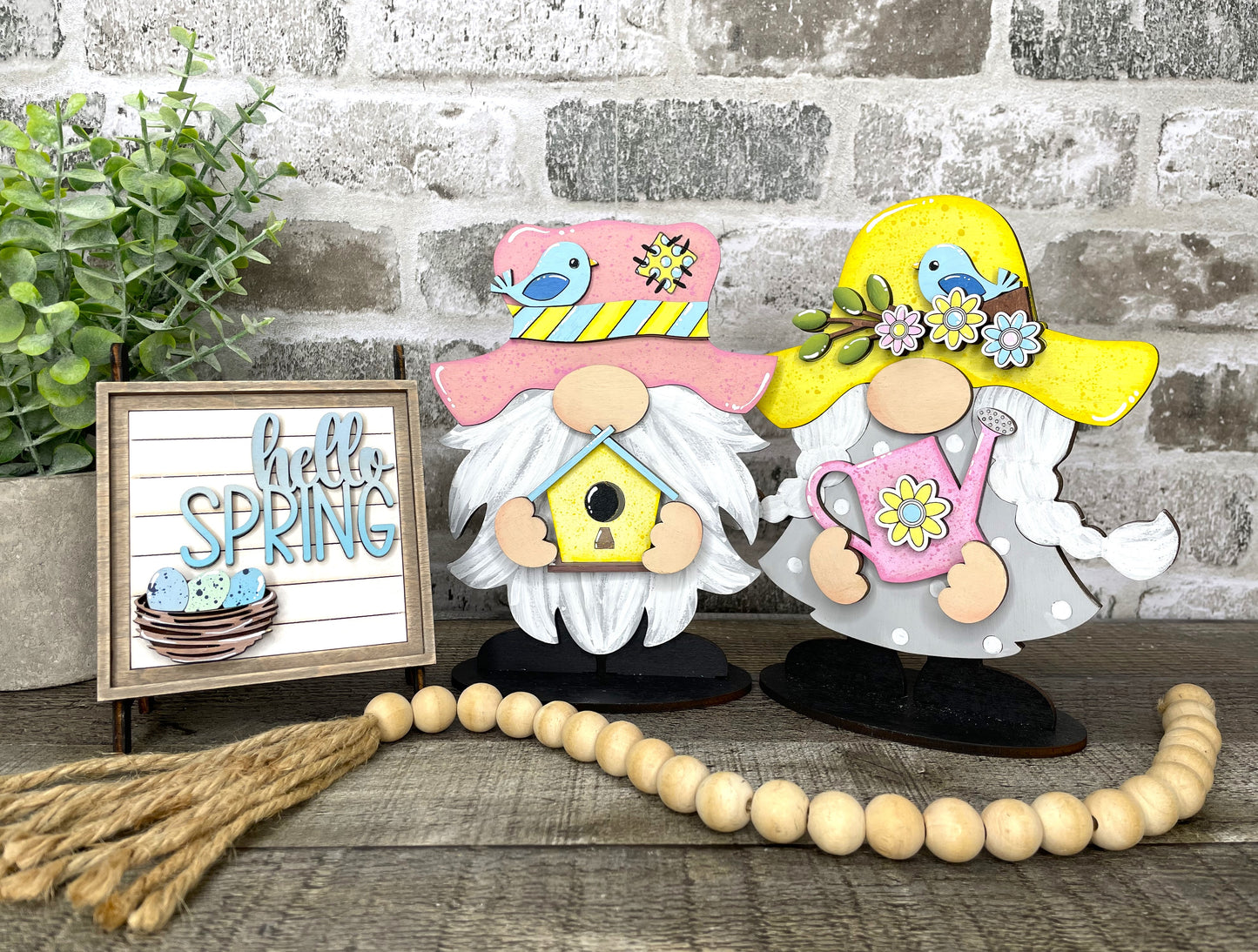 Interchangeable Gnome Insert Set "Hello spring"