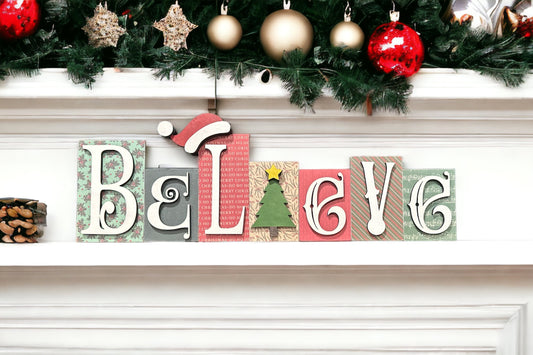 Believe word shelf sitter