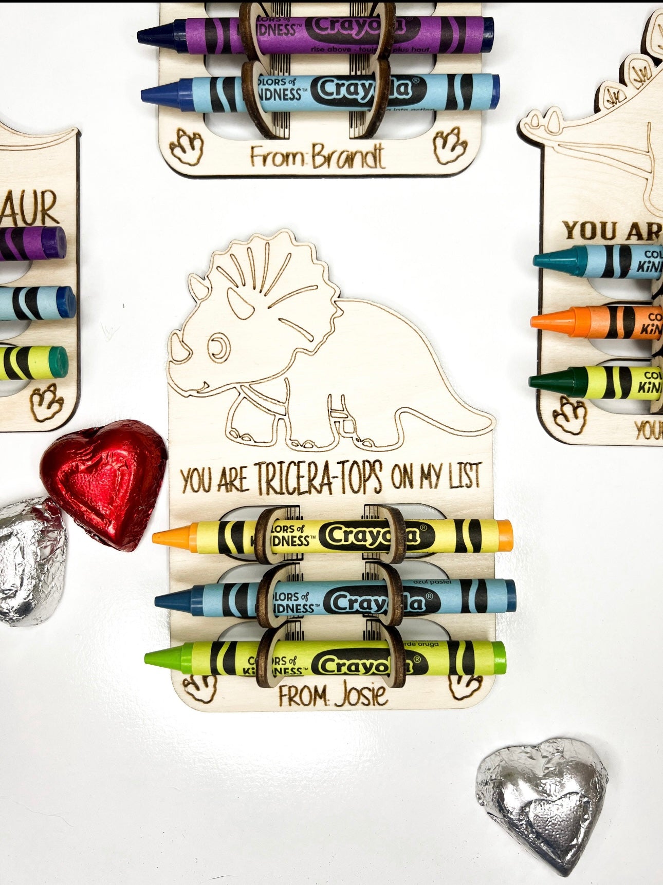 Dinosaur Valentine’s Day Crayon Holder Cards