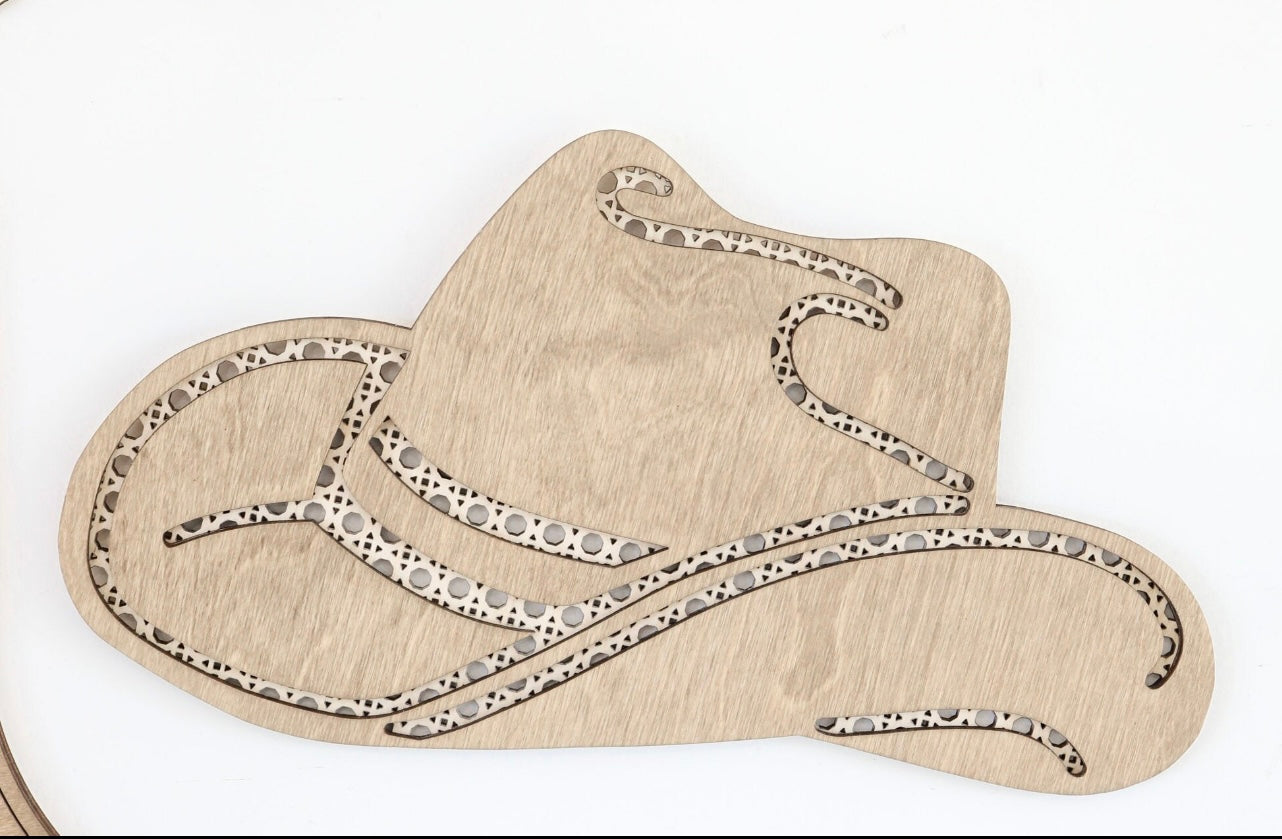 Rattan Cowboy Hat, Boot and Wood Name (added option) Nursery Decor