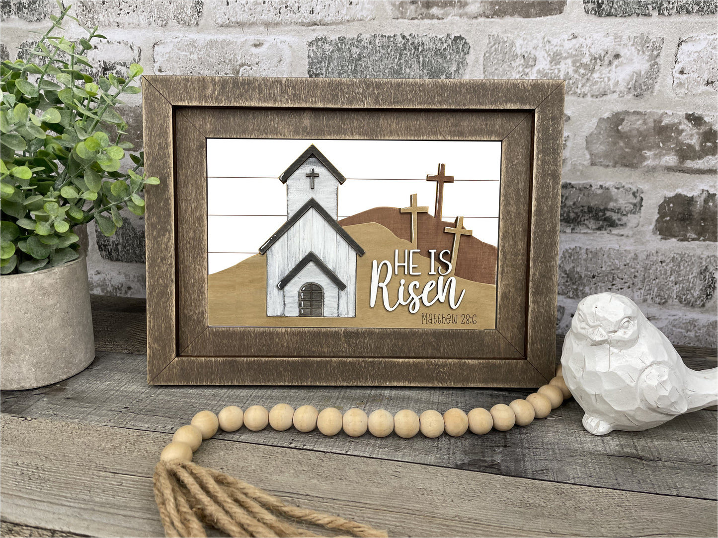 "He Is Risen Church" Farmhouse Insert