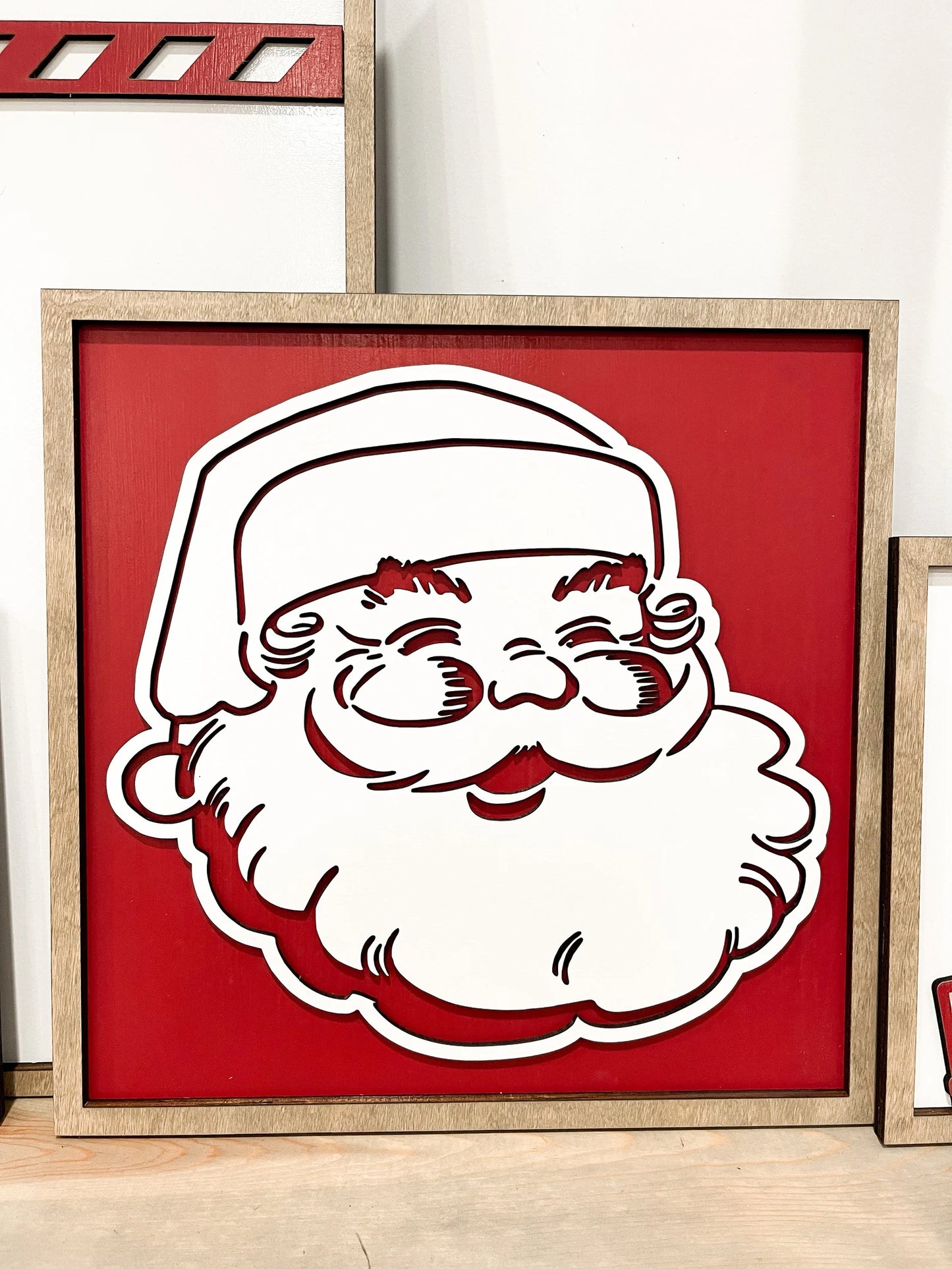 Santa Christmas Mantle Signs 5 Piece Set