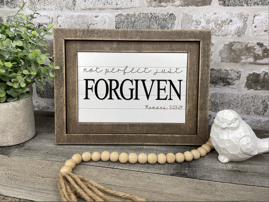"Not Perfect Just Forgiven" Farmhouse Frame Insert