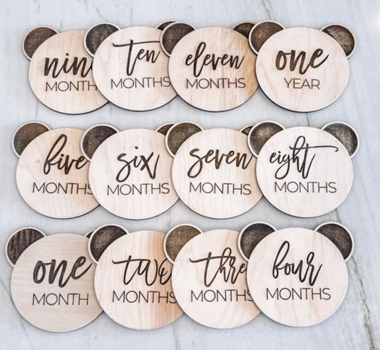 Teddy Bear Milestone and Birth Announcement Set