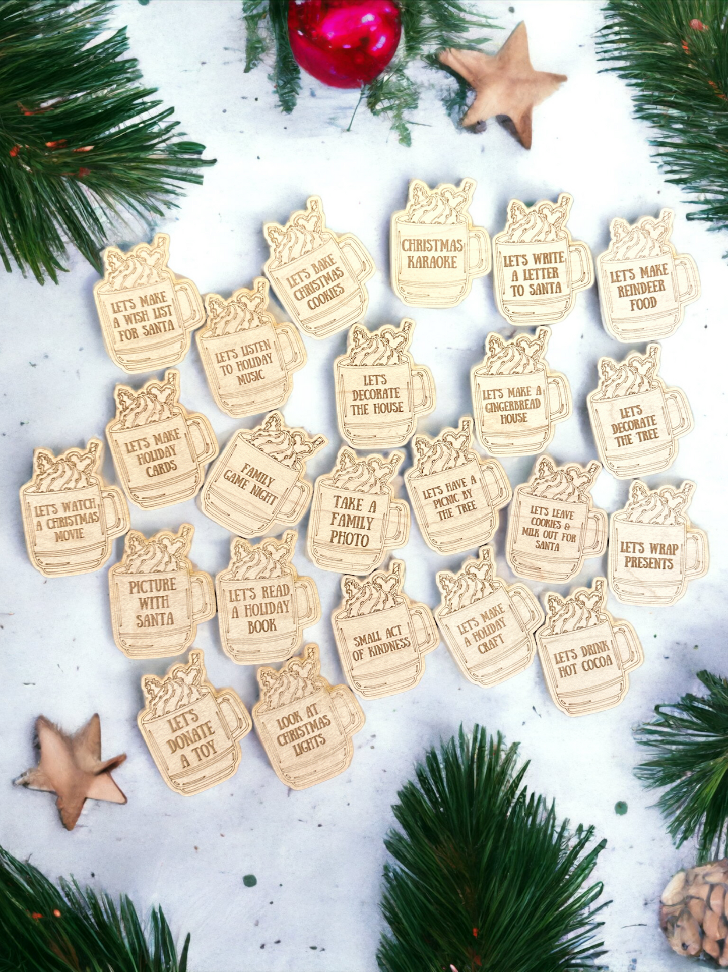 Wooden Christmas Activity Tokens